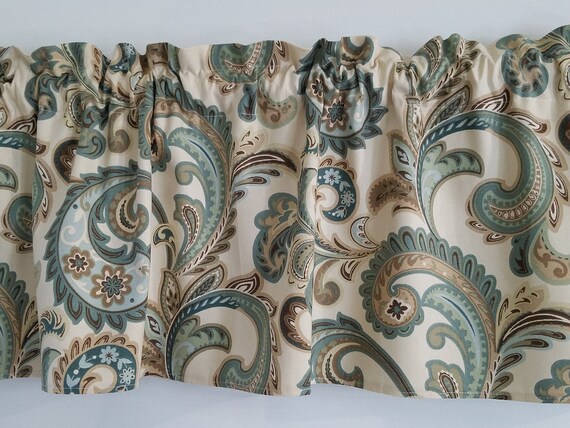 Paisley Tan Teal Green Cream Background Bedroom Bathroom Etsy