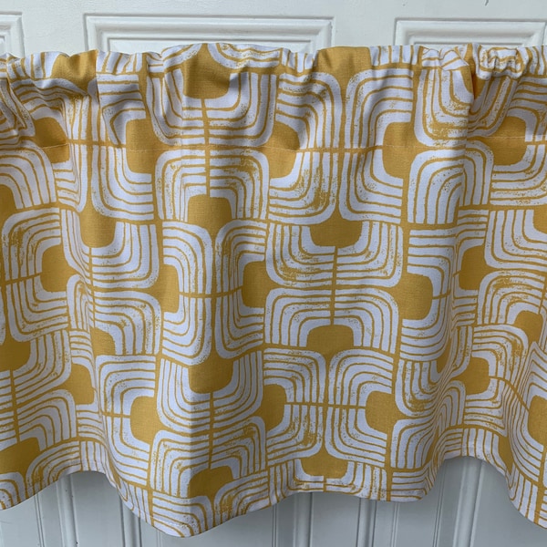 Yellow Geometric Window Valance - Modern Print, 42" Wide