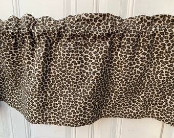 Valance Leopard Big Cat Fabric Handmade Animal Print  Window Treatment 42 x 14 