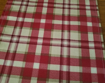 Red Plaid Table Runner, Farmhouse Dining Centerpiece