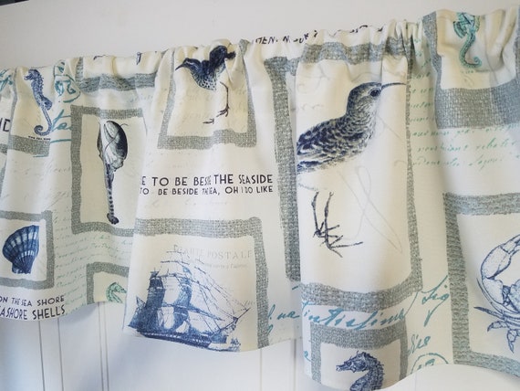 Indoor /& Outdoor Beach Bird Coastal Patio Sea horse Porch Beach house Home Living Outdoor 52 Valance Curtain