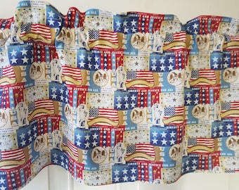 Patriotic Valance Curtain: American Flag, Independence Day Decor (42" Wide)