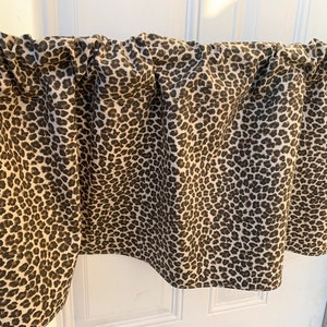 Leopard Print Valance Window Treatment Bedroom Living room Wild Animal Print Custom made Curtain Panels Brown Black Cheetah