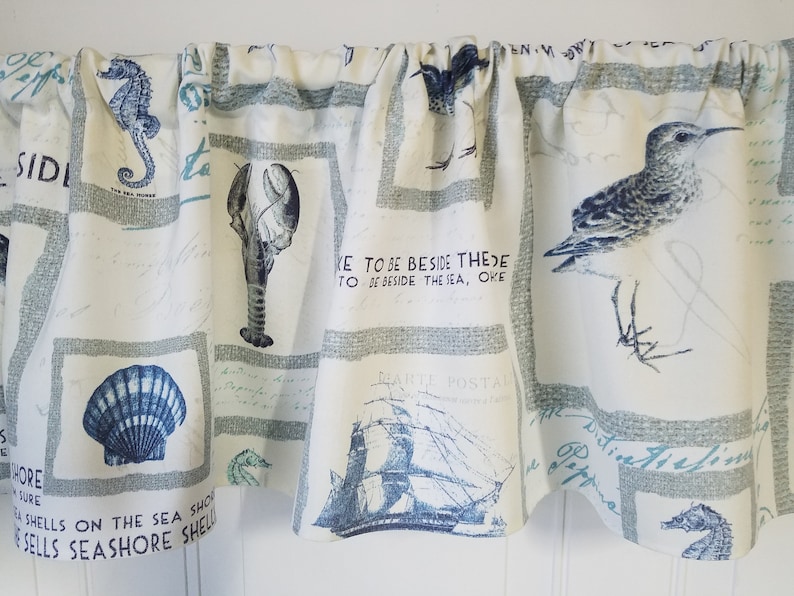 Indoor /& Outdoor Beach Bird Coastal Patio Sea horse Porch Beach house Home Living Outdoor 52 Valance Curtain