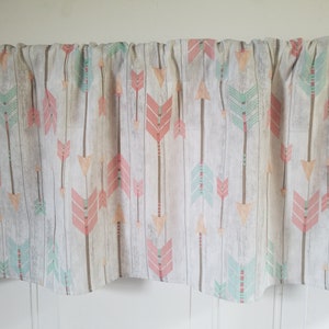 Tribal Arrow Valance Curtain - Coral, Teal & Gray Home Decor