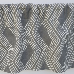 Varrick Charcoal Taupe Modern Geometric Cream Industrial Bedroom Bathroom Kitchen Camper Valance Curtain