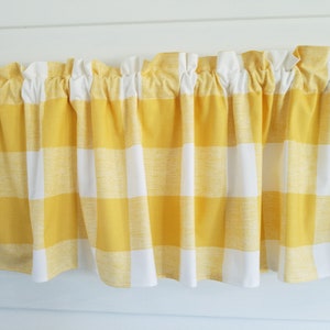 Buffalo Check Yellow/Gold and White Valance Panels Sun room Curtain Bedroom Kitchen Dining Room Farmhouse 52&quot; Valance Curtain