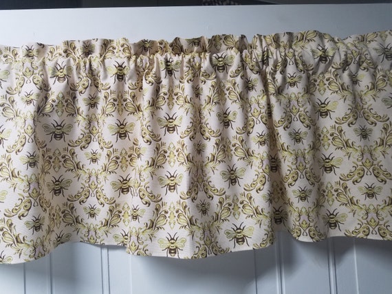 Bees Valance Light Peach Background Insect Custom Made Etsy