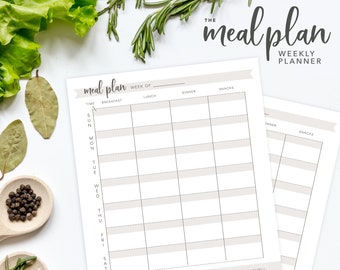 MEAL PLANNING Weekly Planner Inserts - Meal Planner - A5 Planner - Happy Planner - Weekly Planner - Meal Planner Insert