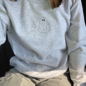 Ghost Embroidered Crewneck, Halloween Sweatshirt, Ghost Sweatshirt, Gift for Halloween, Spooky Time, Halloween Shirt, Ghost Shirt, Unisex