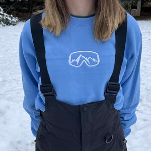 Mountain Embroidered Crewneck, Skiing Shirt, Snowboarding Shirt, Cozy Sweatshirt, Mountain Lover Gift, Skier Gift, Snowboarder Gift
