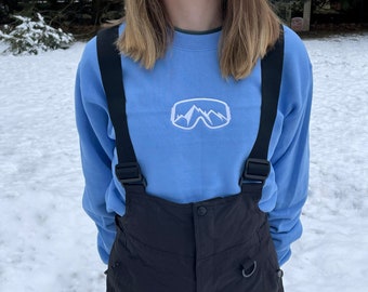 Mountain Embroidered Crewneck, Skiing Shirt, Snowboarding Shirt, Cozy Sweatshirt, Mountain Lover Gift, Skier Gift, Snowboarder Gift