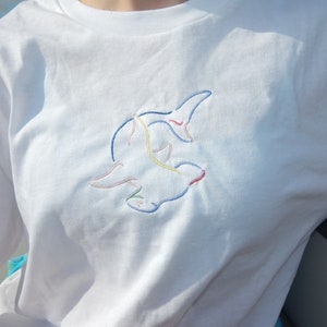 Multicolor HammerHead Embroidered T Shirt Ocean Shirt, Summer Shirt, Organic t shirt, Marine Life, Oversized t shirt, Shark Shirt,Ocean Gift