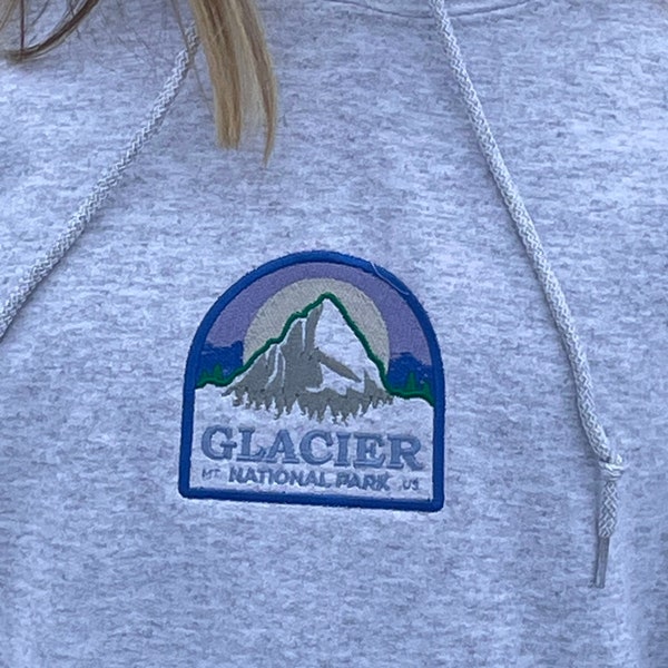 Glacier National Park Embroidered Hoodie, Scenery Shirt, Nature Shirt, Gift for outdoors, National Park Gift, National park sweatshirt