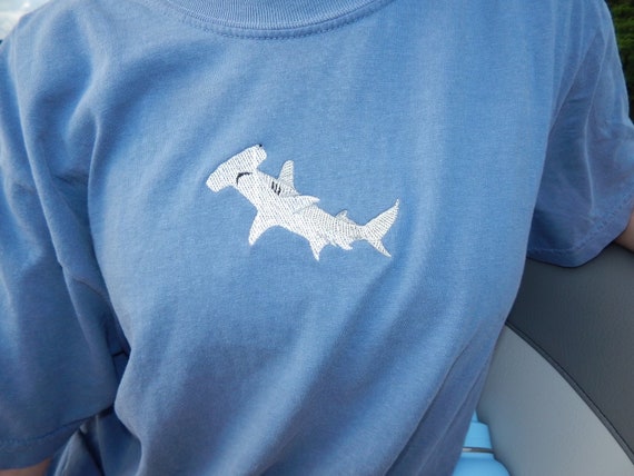 Hammerhead Shark Embroidered T Shirt, Ocean Shirt, Summer Shirt