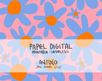 Flowers Digital Paper - Seamless - Instant Download -12"x12" - 300dpi