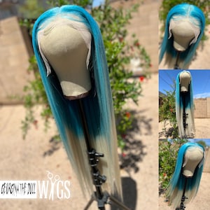 Custom Icees BLUE ICEE Georginathedollwigs Custom HUMAN Hair 32” Long Length 13x6 ...