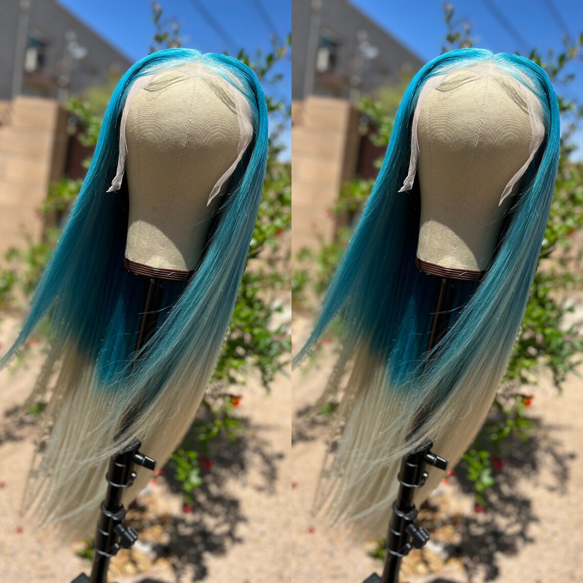 Custom Icees BLUE ICEE Georginathedollwigs Custom HUMAN Hair 32” Long Length 13x6 ...