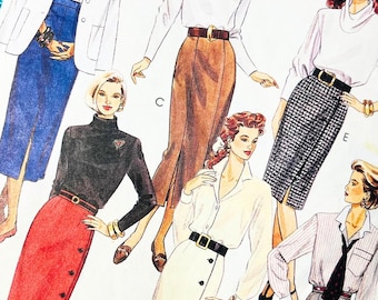 Vintage McCalls Sewing Pattern for Women 6339, Straight Pencil Skirt with Slit, Midi, Hips 38-42” Size 14 - 18