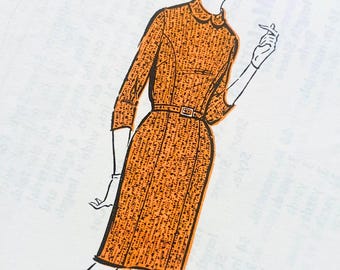Vintage 1960s Dress Pattern, The People Sewing Pattern for Women 137, Mod Dress with Collar, Bust 38" Size 16