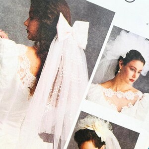 Vintage 1990-tals McCalls sömnadsmönster 6904, Bröllopshåraccessoarer, Alicyn Exclusives brudslöjor, tyll och rosett, fascinatorer