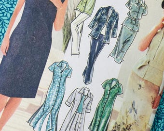 Uncut Simplicity Sewing Pattern for Women 7162, Dress, Blouse and Trousers, Size 14-20