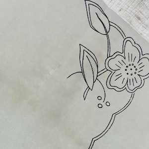 Vintage Iron-On Hand Embroidery Transfer Pattern by Deightons PX15581, Flower Corners & Scalloped Trim