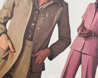 Bust 34" Vintage 1970s Simplicity Sewing Pattern for Women 7653, Shirt Jacket and Pants