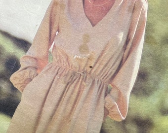 Bust 30-36" Vintage 1970s Butterick Sewing Pattern for Women 6394, Tunic Dress with Gathered Shoulders