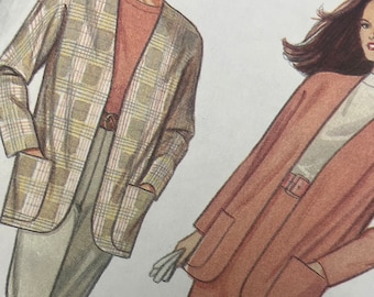 Bust 30.5-46” Uncut Vintage 1990s Simplicity Suit Sewing Pattern for Women 7955, Collarless Jacket, Skirt, Pants