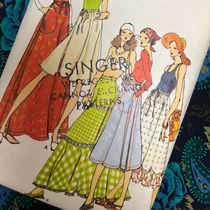 Hips 34.5&quot; Vintage Uncut 70s Butterick Sewing Pattern 4089 Betsey Johnson of Alley Cat, Designer Tiered Skirt, Cottagecore, Prairie Boho
