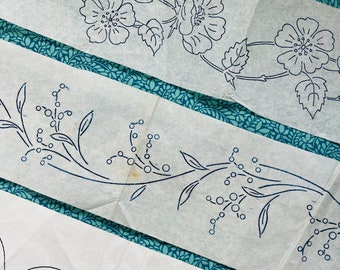 Vintage Hand Embroidery Transfers, Floral Trim or Border, Repeating Pattern, Wildflowers, Berries,