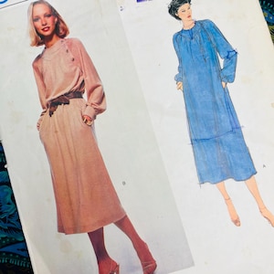 Vogue American Designer Sewing Pattern, Bust 38" Vintage 1970s Jerry Silverman #2073, Oversized Dress with Raglan Sleeves, Size 16