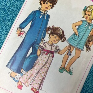 1960s Kids Sleepwear Pattern, Age 2 Vintage 1960s Simplicity Sewing Pattern for Kids 7965, Girls Ruffle One Piece Pyjamas