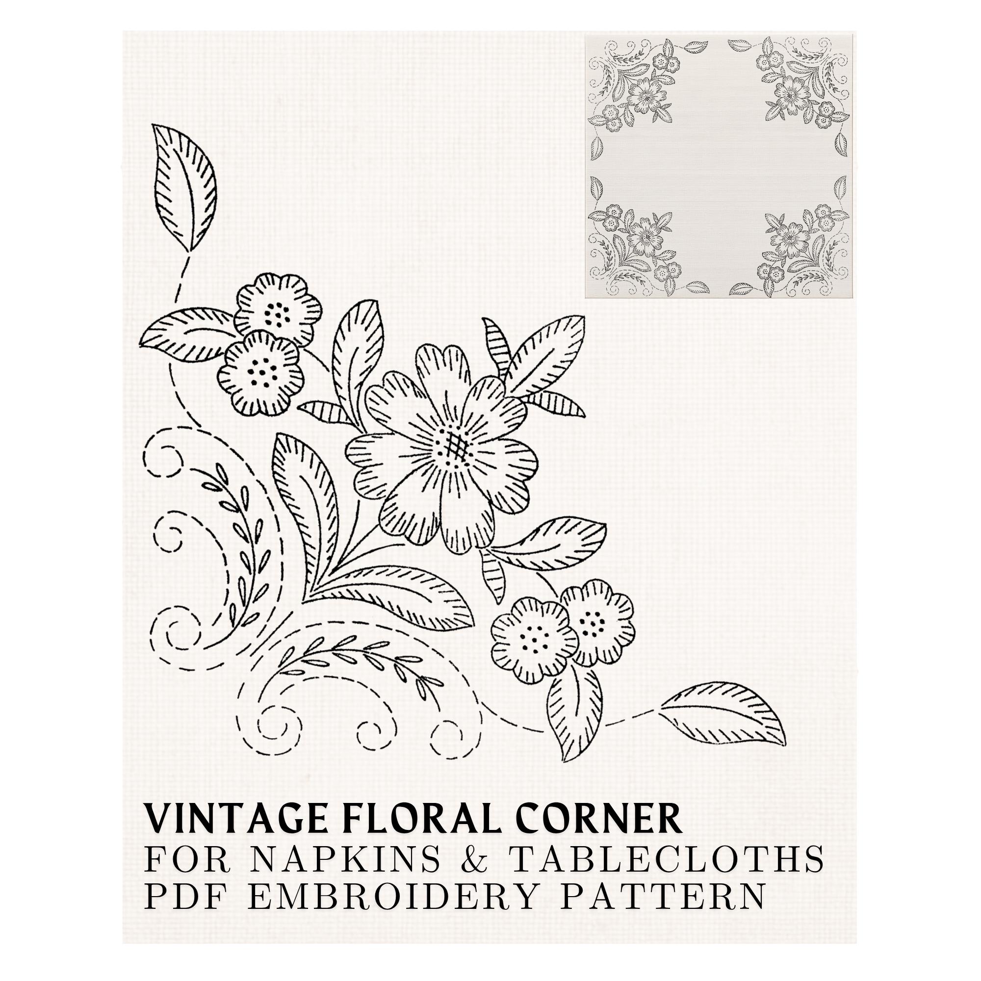 Vintage 1920s Floral Tablecloth Corner, 8