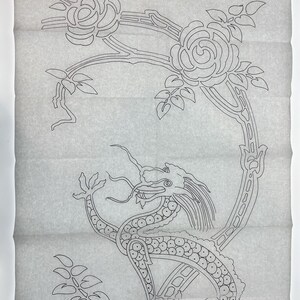 Large 40" Chinese Dragon Embroidery Transfer, Vintage Iron-On Transfer Pattern by Deightons FX13489, image 2