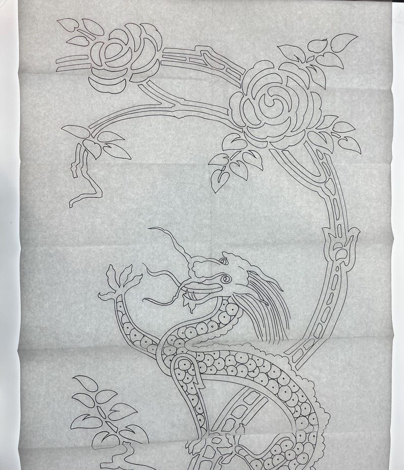 Large 40" Chinese Dragon Embroidery Transfer, Vintage Iron-On Transfer Pattern by Deightons FX13489, image 2