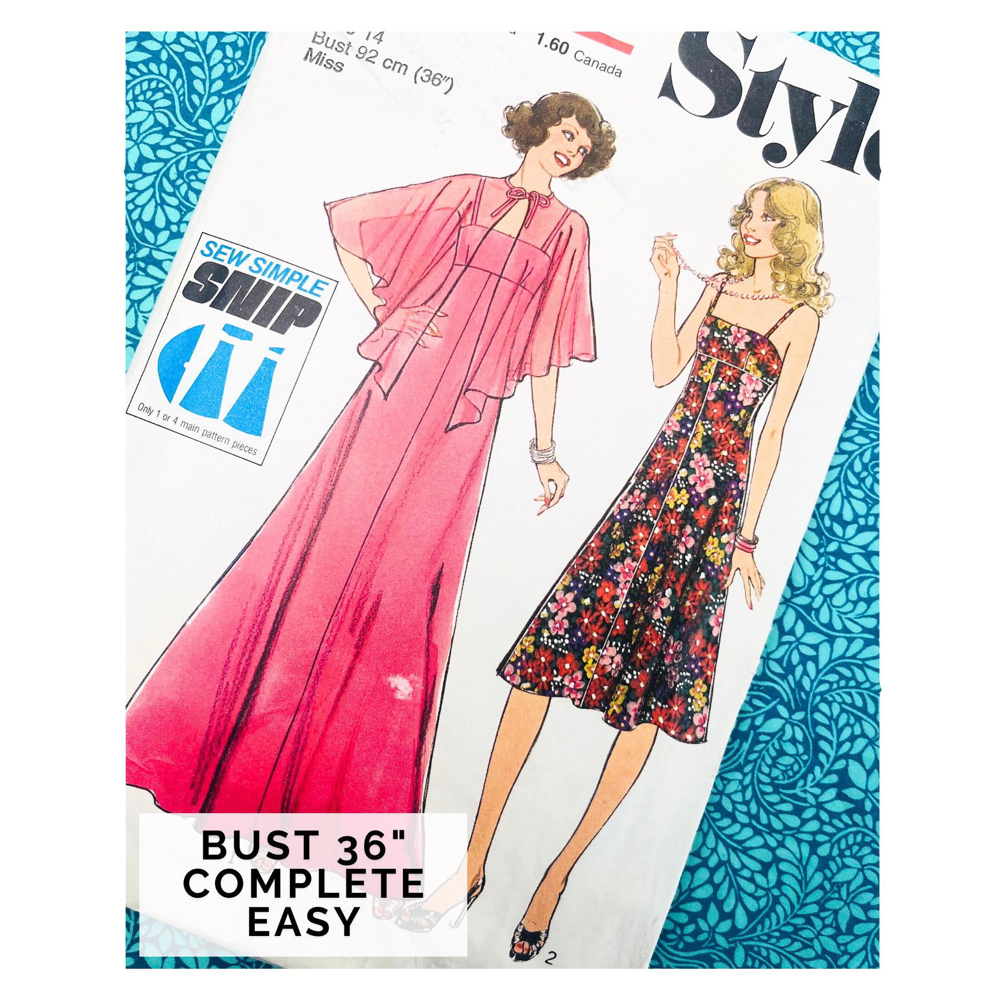 Vintage 1970s Style Sewing Pattern for Women 1595, Easy Empire