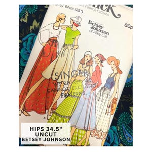 Fianchi 34,5" Vintage anni '70 Butterick Sewing Pattern 4089 Betsey Johnson di Alley Cat, Gonna a balze di design, Cottagecore, Prairie Boho