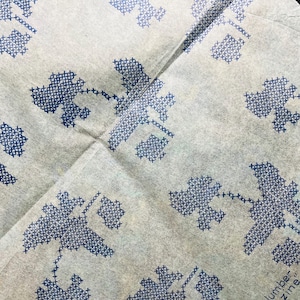 30年代のヴィンテージ手刺繍、アイロン転写、クロスステッチの繰り返し花柄、優れた針仕事、野花のシルエット