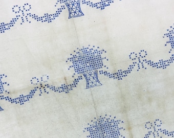 Vintage Embroidery Transfer for Cross Stitch Floral Border, 1930s Iron-On Pattern, Edging Trim