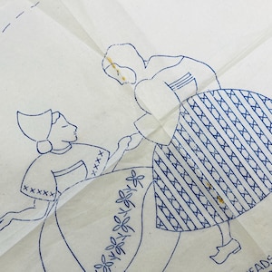 Vintage Iron On Hand Embroidery Transfer by Needlewoman 185, Dutch Maids Dancing, Folk Art, Cottagecore Tea Cosy, Holland, Netherlands