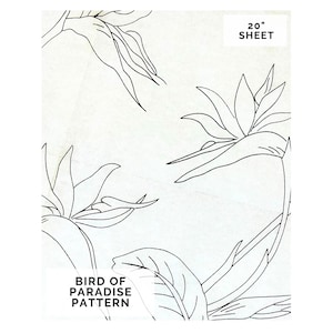 Vintage Bird of Paradise Iron-On Hand Embroidery Transfer Pattern, 20" Tropical Botanical Floral Design by Deightons