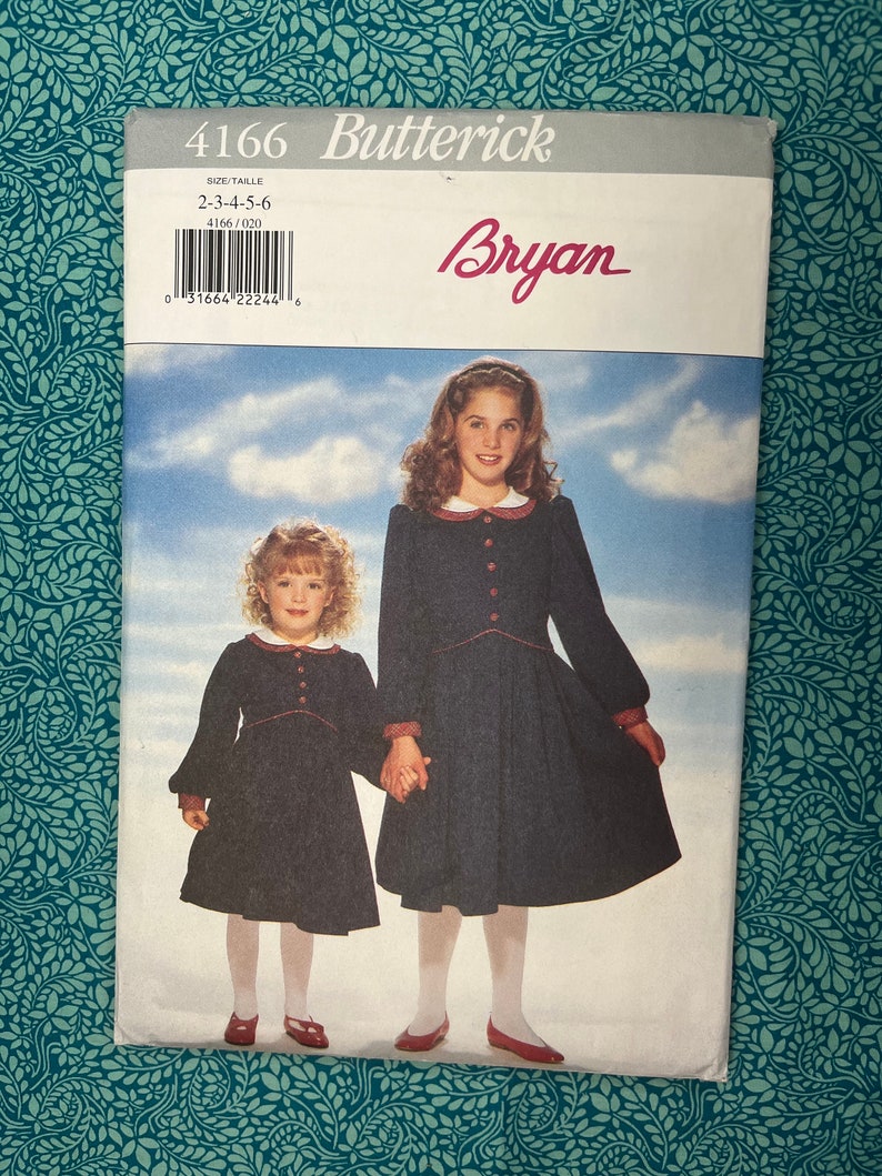 Age 2-5 Vintage 90s Butterick Sewing Pattern for Kids 4166, Girls ...