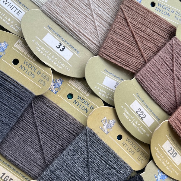Vintage Chadwicks 85 Percent Wool 15 Percent Nylon Darning Thread, Yarn for Mending, Pick Your Colour