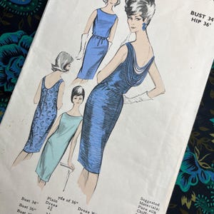 Bust 34" Vintage 60s Maudella Sewing Pattern 5289, Ladies Elegant Dress with Low Back, Retro Sleeveless Dress with Tie Waist