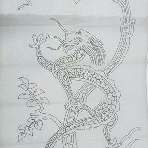Large 40" Chinese Dragon Embroidery Transfer, Vintage Iron-On Transfer Pattern by Deightons FX13489, image 3