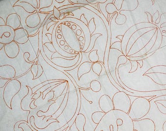 Large Vintage Embroidery Transfer, Square Jacobean Style Floral Design for Pillow, Cushion Front, Crewel 22 x 22 Inch Design