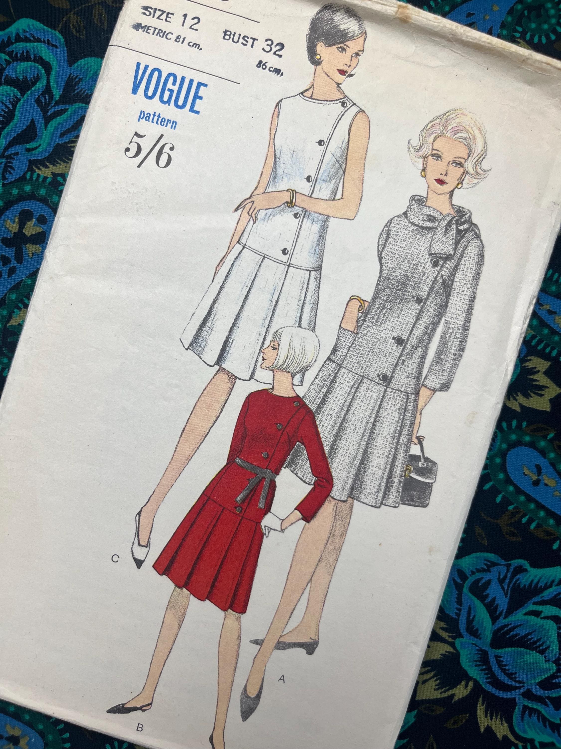 vogue drop waist dress pattern 1960s Vogue Dress Pattern, Vintage Sewing Pattern for Women 6395, Drop  Waist Dress with Pleated Skirt, Scarf