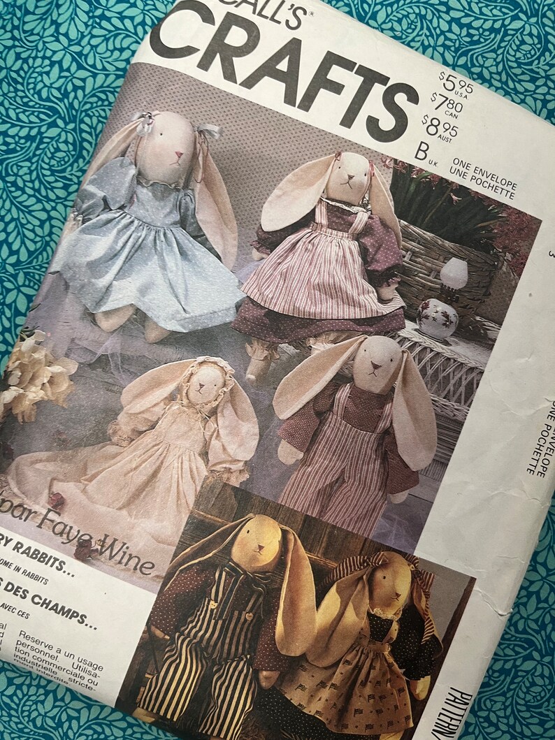 Vintage 80s Mccalls Crafts Faye Wine Country Rabbits Sewing Pattern ...